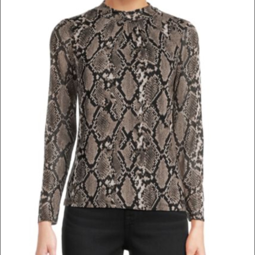 Badgley Mischka Gray and Black snake skin printFitted Blouse